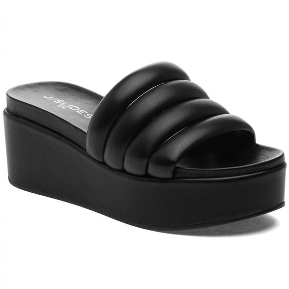 NEW J/SLIDES quirky wedge sandal in black - Picture 2 of 4